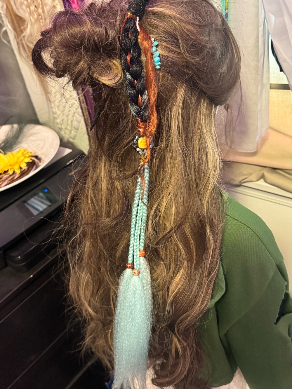 Bohemian Braided Hair Wrap Accessory with Turquoise Beads - Unbranded - Picture 3 of 10